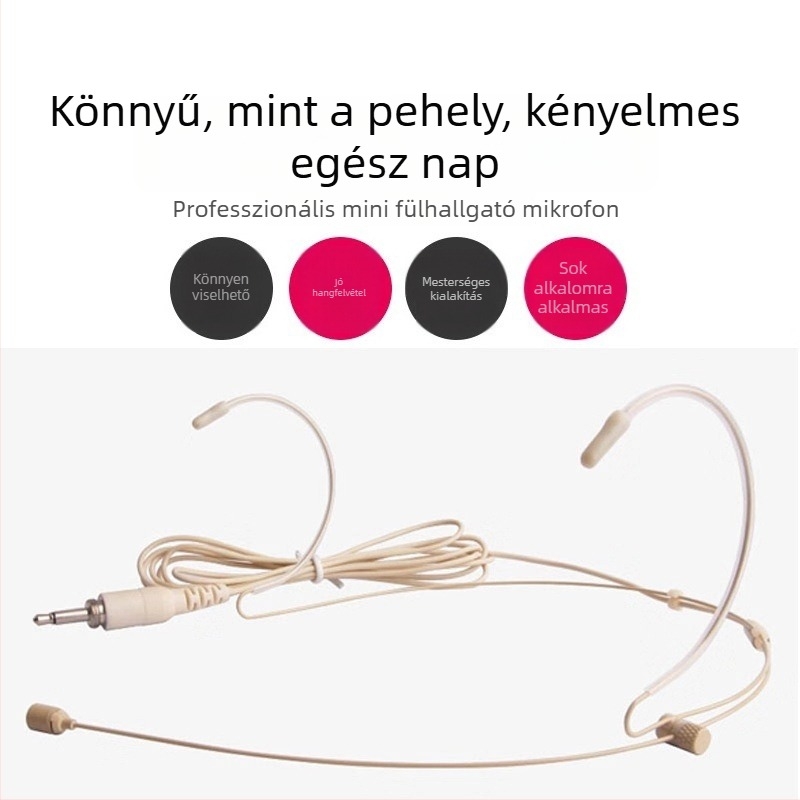 Bőrszínű fejre szerelhető fejhallgató mikrofonnal, vezetékes mikrofonnal, mobil eszközökhöz