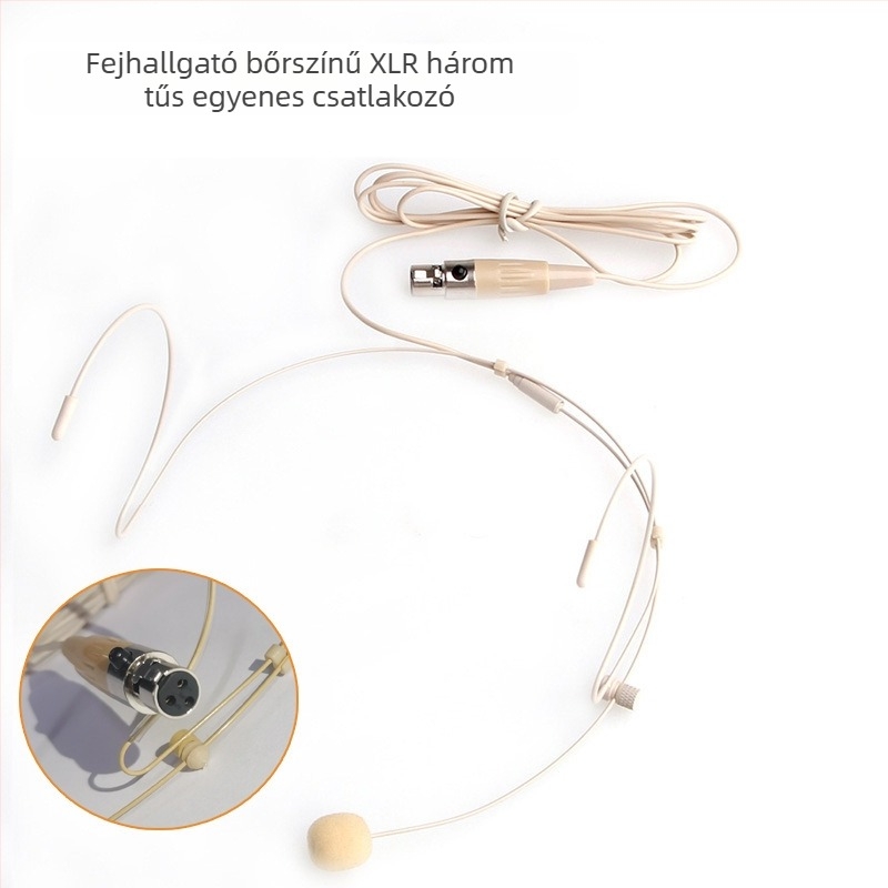 Bőrszínű fejre szerelhető fejhallgató mikrofonnal, vezetékes mikrofonnal, mobil eszközökhöz