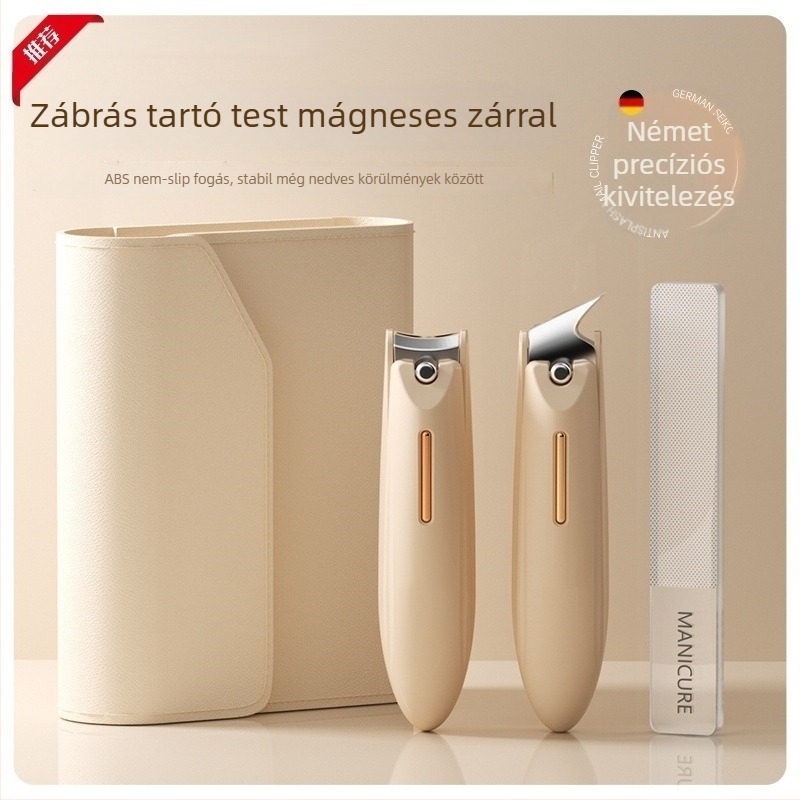 Manikűrhöz készített körömvágó készlet anti-splash dizájnnal, sík szájjal és ferde nyitással, műanyag és szénacél kivitelben