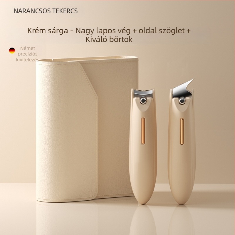 Manikűrhöz készített körömvágó készlet anti-splash dizájnnal, sík szájjal és ferde nyitással, műanyag és szénacél kivitelben