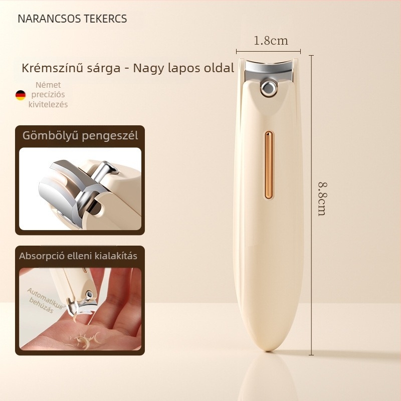 Manikűrhöz készített körömvágó készlet anti-splash dizájnnal, sík szájjal és ferde nyitással, műanyag és szénacél kivitelben