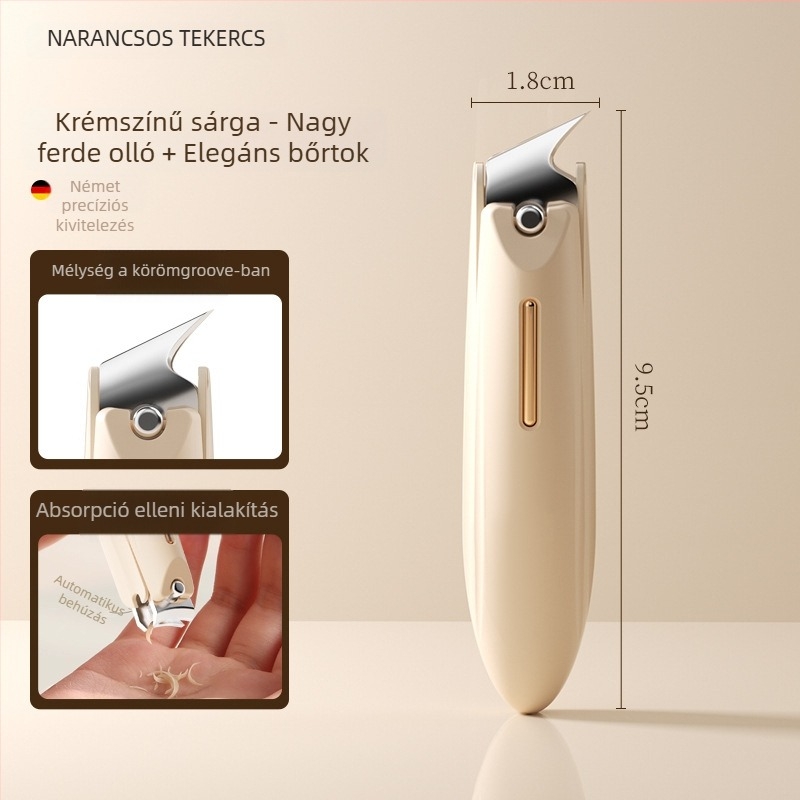 Manikűrhöz készített körömvágó készlet anti-splash dizájnnal, sík szájjal és ferde nyitással, műanyag és szénacél kivitelben