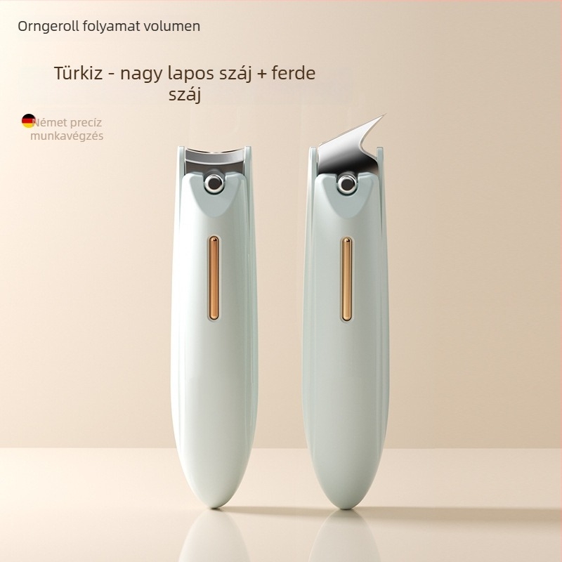 Manikűrhöz készített körömvágó készlet anti-splash dizájnnal, sík szájjal és ferde nyitással, műanyag és szénacél kivitelben