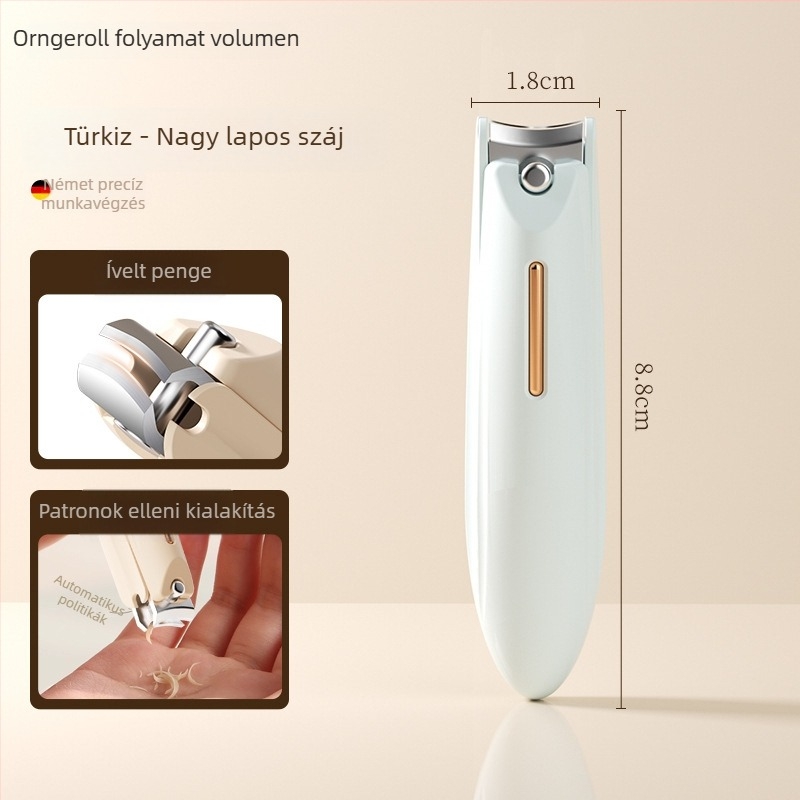 Manikűrhöz készített körömvágó készlet anti-splash dizájnnal, sík szájjal és ferde nyitással, műanyag és szénacél kivitelben