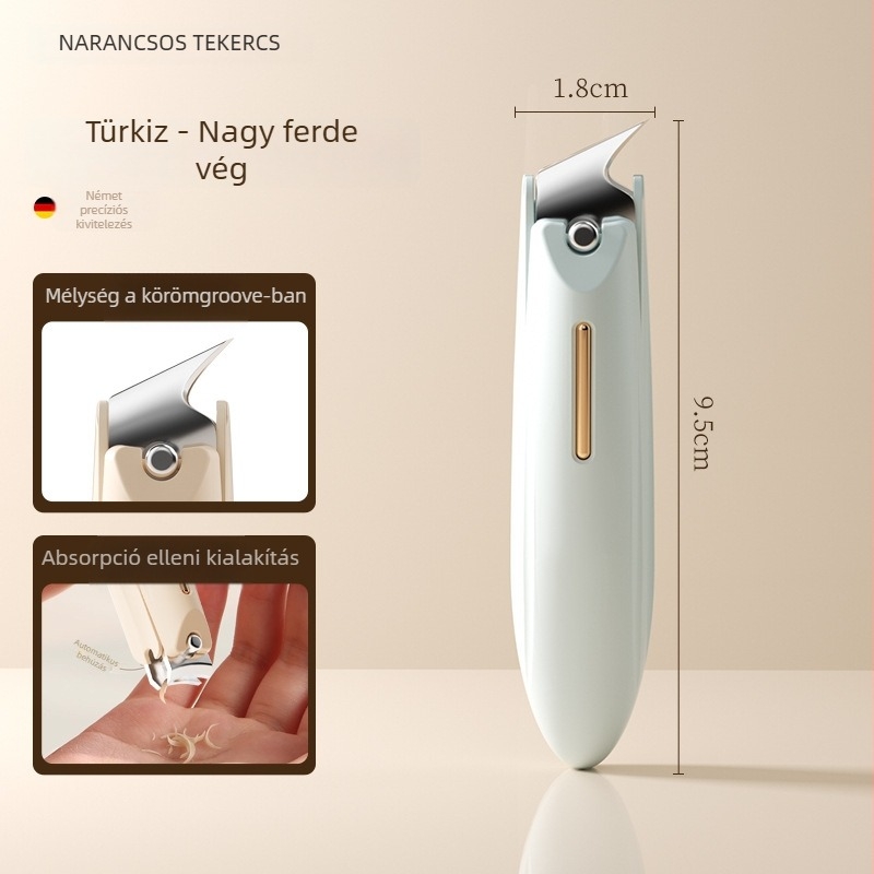 Manikűrhöz készített körömvágó készlet anti-splash dizájnnal, sík szájjal és ferde nyitással, műanyag és szénacél kivitelben