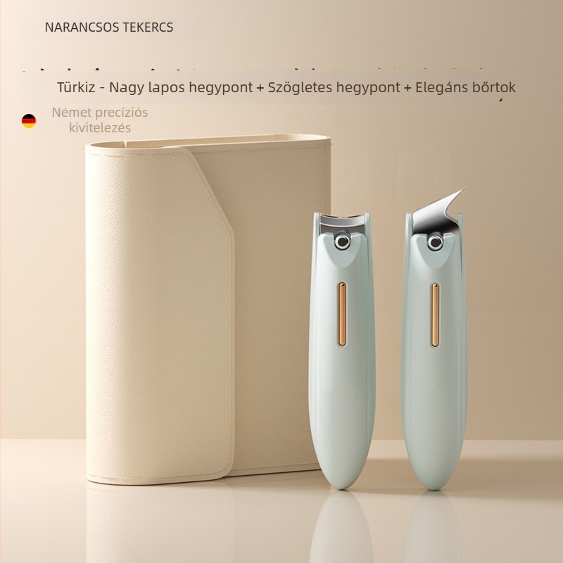 Manikűrhöz készített körömvágó készlet anti-splash dizájnnal, sík szájjal és ferde nyitással, műanyag és szénacél kivitelben