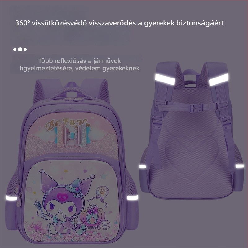 Lányos iskolai hátizsák Cartoon mintával, Oxford anyagból, nagy kapacitású, légáteresztő, vízálló, kopásálló, görbült vállpántok