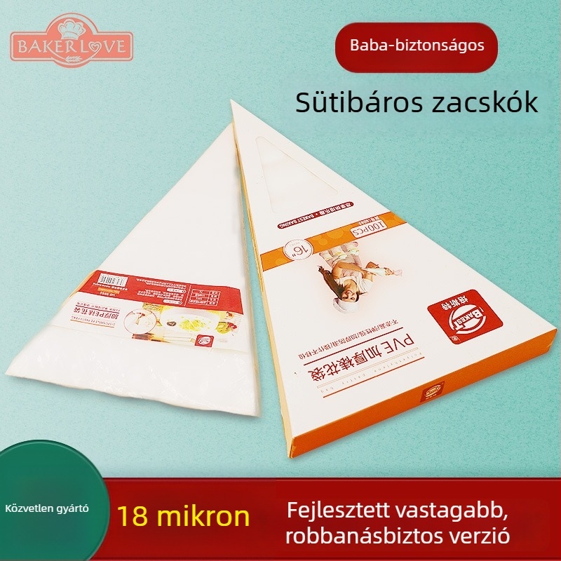 Egyszer használatos tortadíszítő tasak - PVE anyag; alkalmas torták krémmel való díszítésére és egyéb dekorációkra; modern, egyszerű stílus; licencelt magáncímke