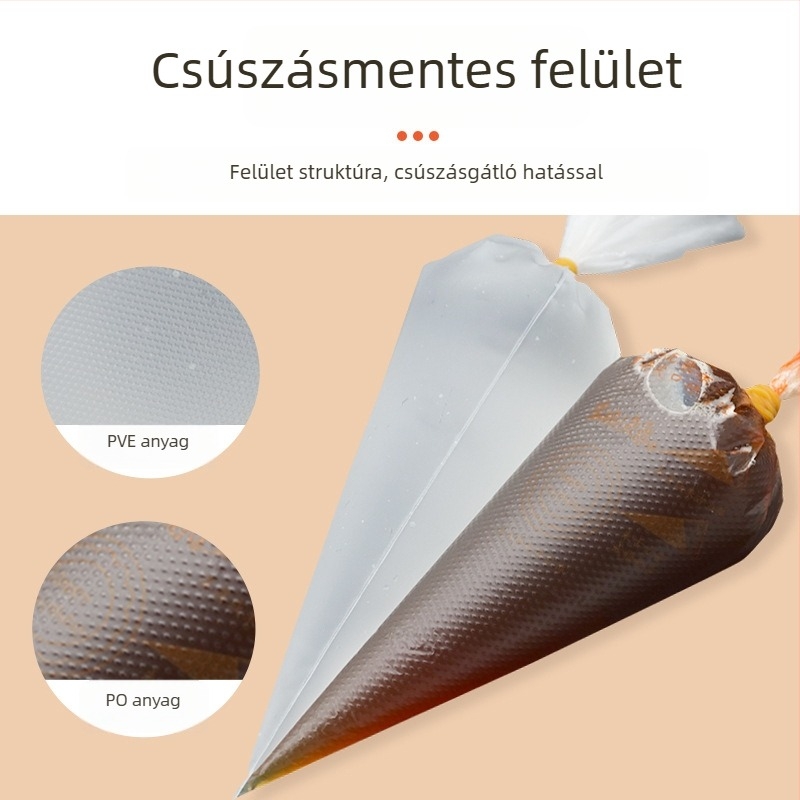 Egyszer használatos tortadíszítő tasak - PVE anyag; alkalmas torták krémmel való díszítésére és egyéb dekorációkra; modern, egyszerű stílus; licencelt magáncímke