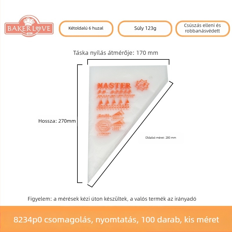 Egyszer használatos tortadíszítő tasak - PVE anyag; alkalmas torták krémmel való díszítésére és egyéb dekorációkra; modern, egyszerű stílus; licencelt magáncímke