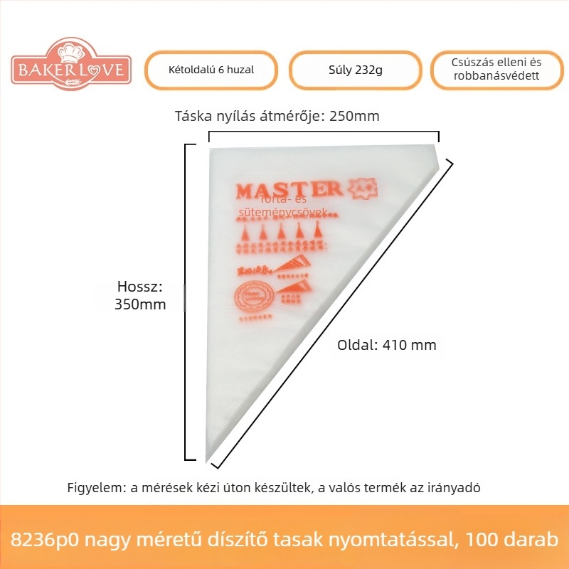 Egyszer használatos tortadíszítő tasak - PVE anyag; alkalmas torták krémmel való díszítésére és egyéb dekorációkra; modern, egyszerű stílus; licencelt magáncímke