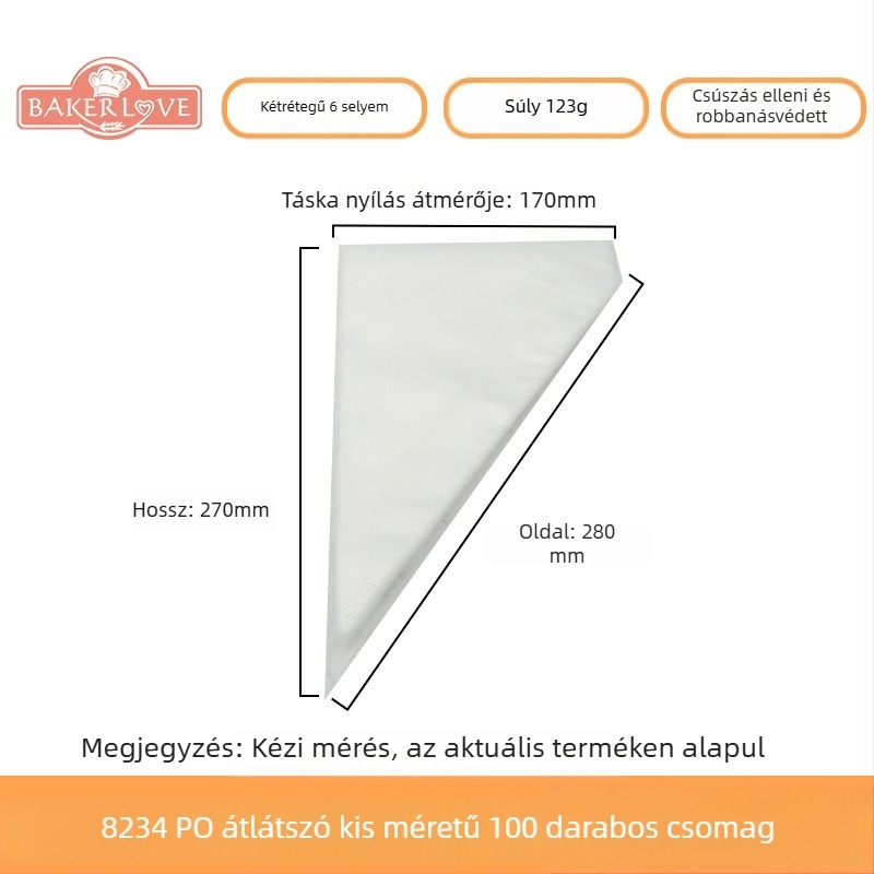 Egyszer használatos tortadíszítő tasak - PVE anyag; alkalmas torták krémmel való díszítésére és egyéb dekorációkra; modern, egyszerű stílus; licencelt magáncímke