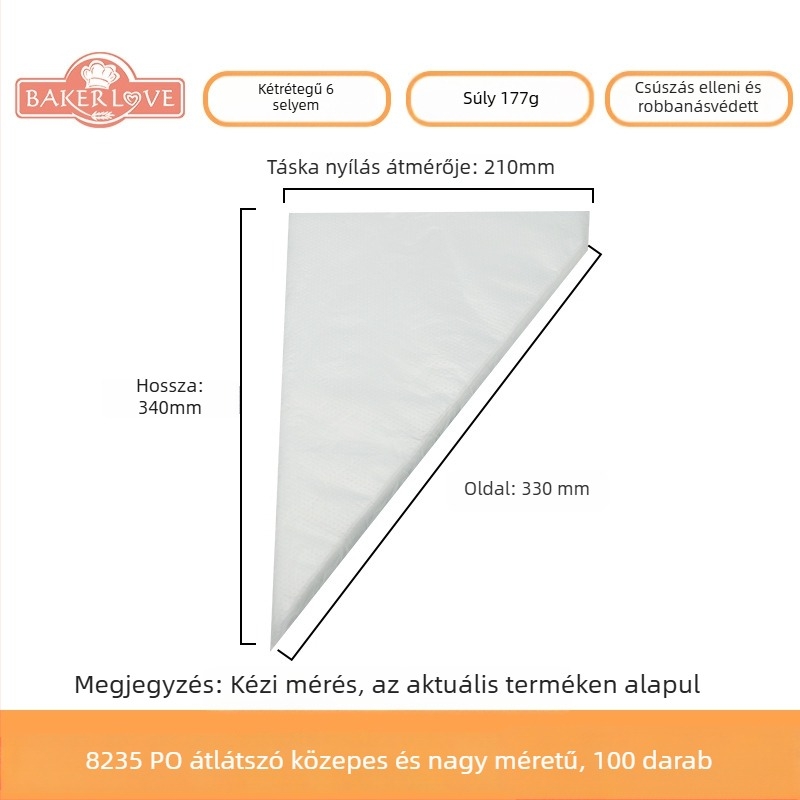 Egyszer használatos tortadíszítő tasak - PVE anyag; alkalmas torták krémmel való díszítésére és egyéb dekorációkra; modern, egyszerű stílus; licencelt magáncímke