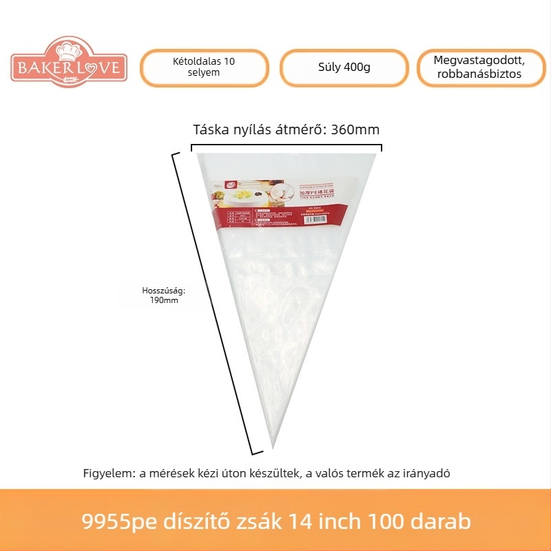 Egyszer használatos tortadíszítő tasak - PVE anyag; alkalmas torták krémmel való díszítésére és egyéb dekorációkra; modern, egyszerű stílus; licencelt magáncímke