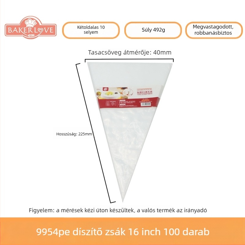 Egyszer használatos tortadíszítő tasak - PVE anyag; alkalmas torták krémmel való díszítésére és egyéb dekorációkra; modern, egyszerű stílus; licencelt magáncímke