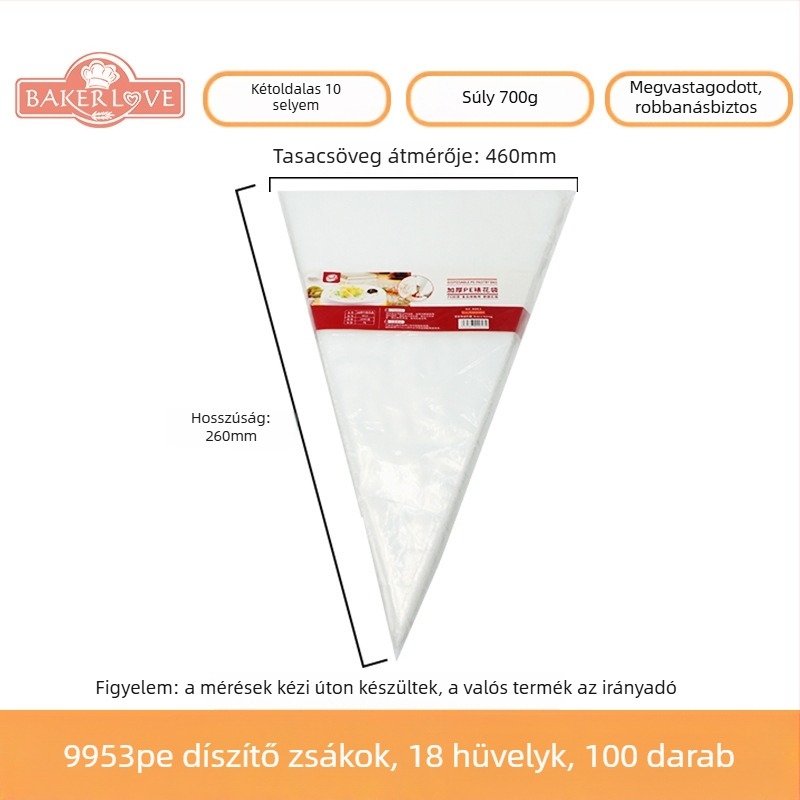 Egyszer használatos tortadíszítő tasak - PVE anyag; alkalmas torták krémmel való díszítésére és egyéb dekorációkra; modern, egyszerű stílus; licencelt magáncímke