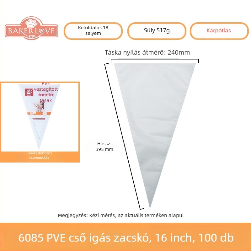 Egyszer használatos tortadíszítő tasak - PVE anyag; alkalmas torták krémmel való díszítésére és egyéb dekorációkra; modern, egyszerű stílus; licencelt magáncímke