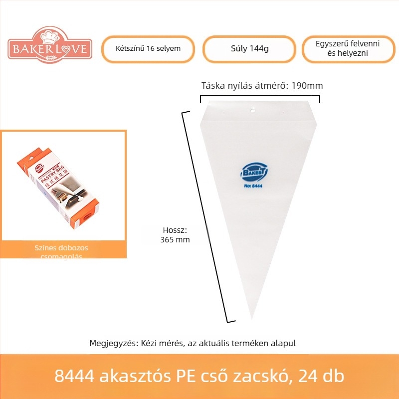 Egyszer használatos tortadíszítő tasak - PVE anyag; alkalmas torták krémmel való díszítésére és egyéb dekorációkra; modern, egyszerű stílus; licencelt magáncímke