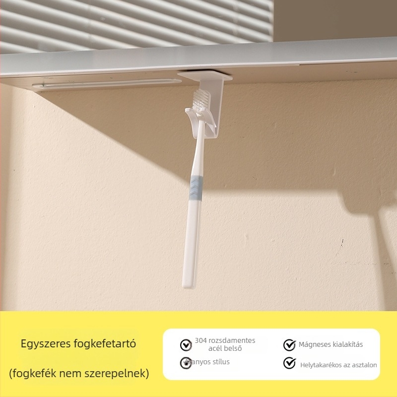 Mágneses 304 rozsdamentes acél öblítő pohár alulra szerelt tükrös szekrénnyel – fogkefe és fogkrém szervező