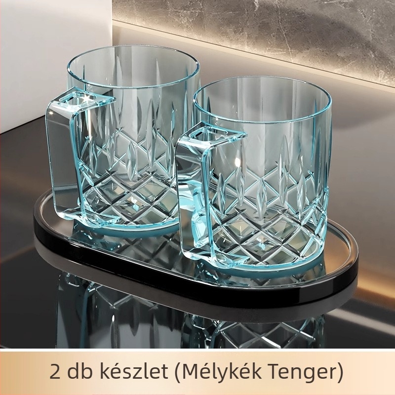 Fogkefés és öblítő pohár készlet, 2025-ös dizájn, penészmentes és antibakteriális, műanyagból, háromtagú család számára