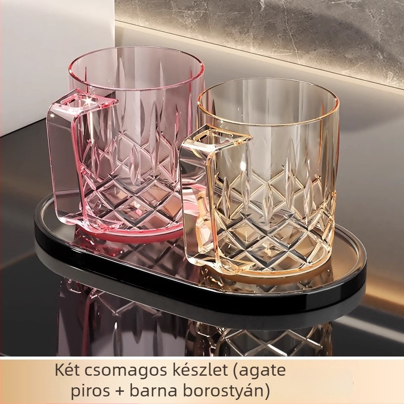Fogkefés és öblítő pohár készlet, 2025-ös dizájn, penészmentes és antibakteriális, műanyagból, háromtagú család számára