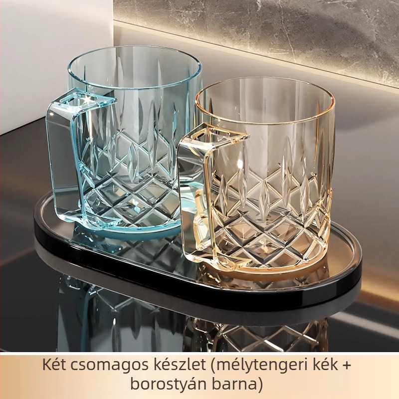Fogkefés és öblítő pohár készlet, 2025-ös dizájn, penészmentes és antibakteriális, műanyagból, háromtagú család számára