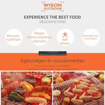 Grillháló rozsdamentes acélból, félkör alakú, négyzetes huzalháló, tapadásmentes bevonat