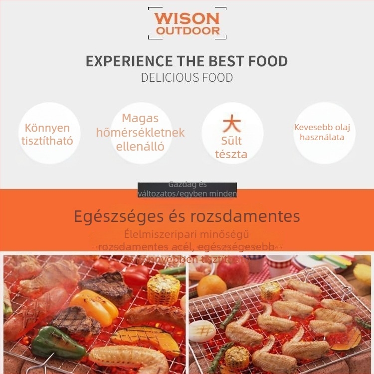 Grillháló rozsdamentes acélból, félkör alakú, négyzetes huzalháló, tapadásmentes bevonat