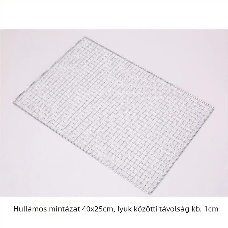 Grillháló rozsdamentes acélból, félkör alakú, négyzetes huzalháló, tapadásmentes bevonat