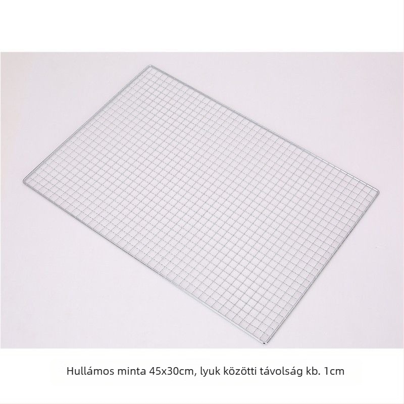 Grillháló rozsdamentes acélból, félkör alakú, négyzetes huzalháló, tapadásmentes bevonat