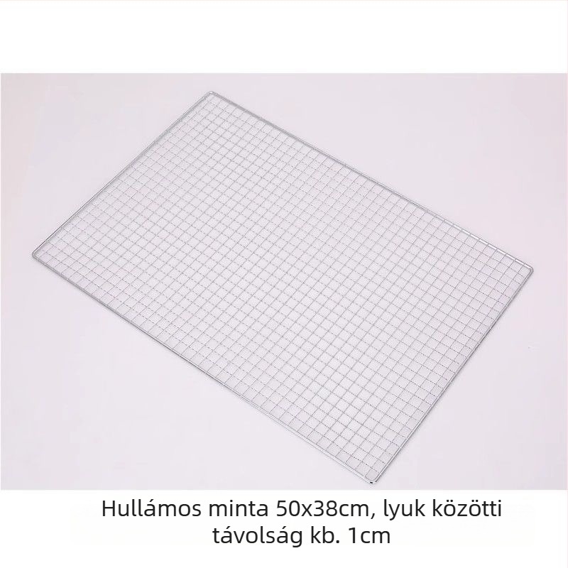 Grillháló rozsdamentes acélból, félkör alakú, négyzetes huzalháló, tapadásmentes bevonat