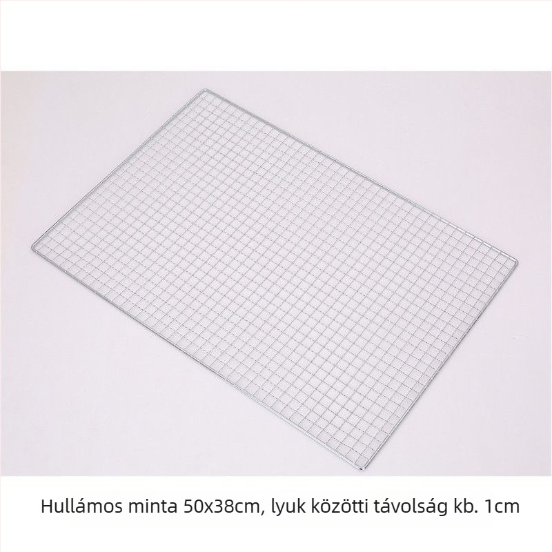 Grillháló rozsdamentes acélból, félkör alakú, négyzetes huzalháló, tapadásmentes bevonat