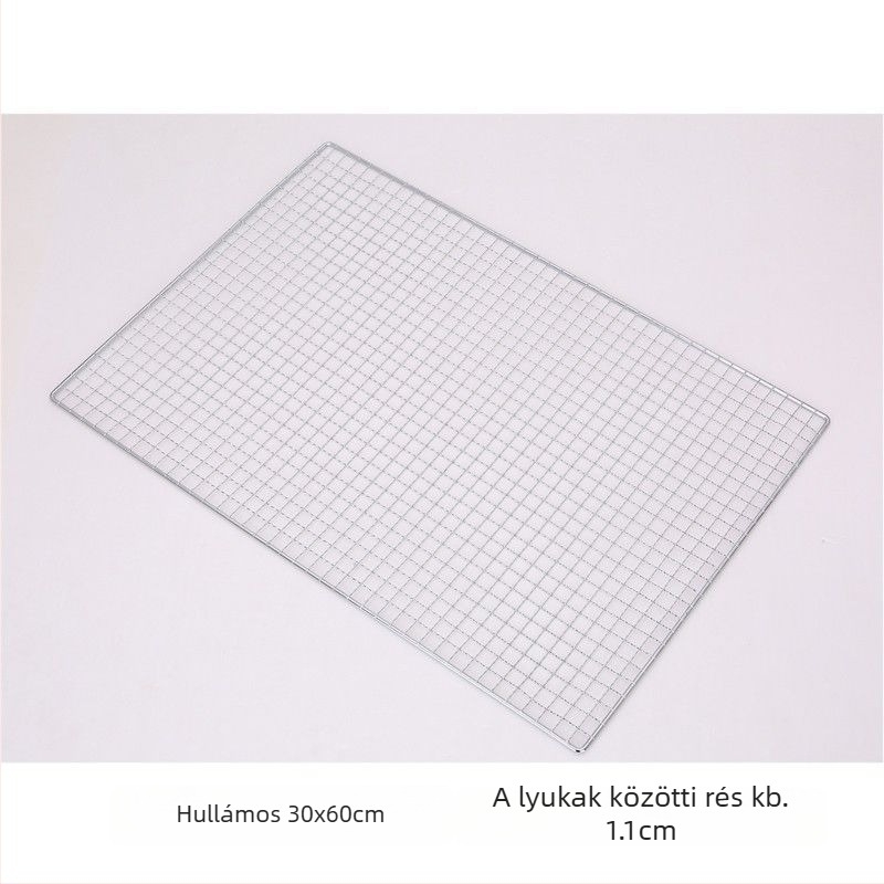 Grillháló rozsdamentes acélból, félkör alakú, négyzetes huzalháló, tapadásmentes bevonat