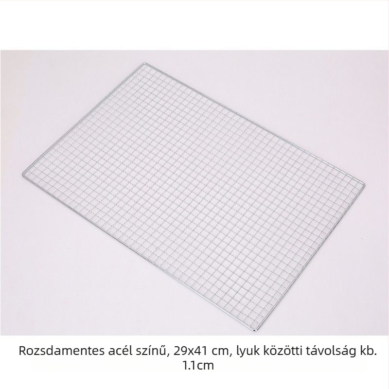 Grillháló rozsdamentes acélból, félkör alakú, négyzetes huzalháló, tapadásmentes bevonat
