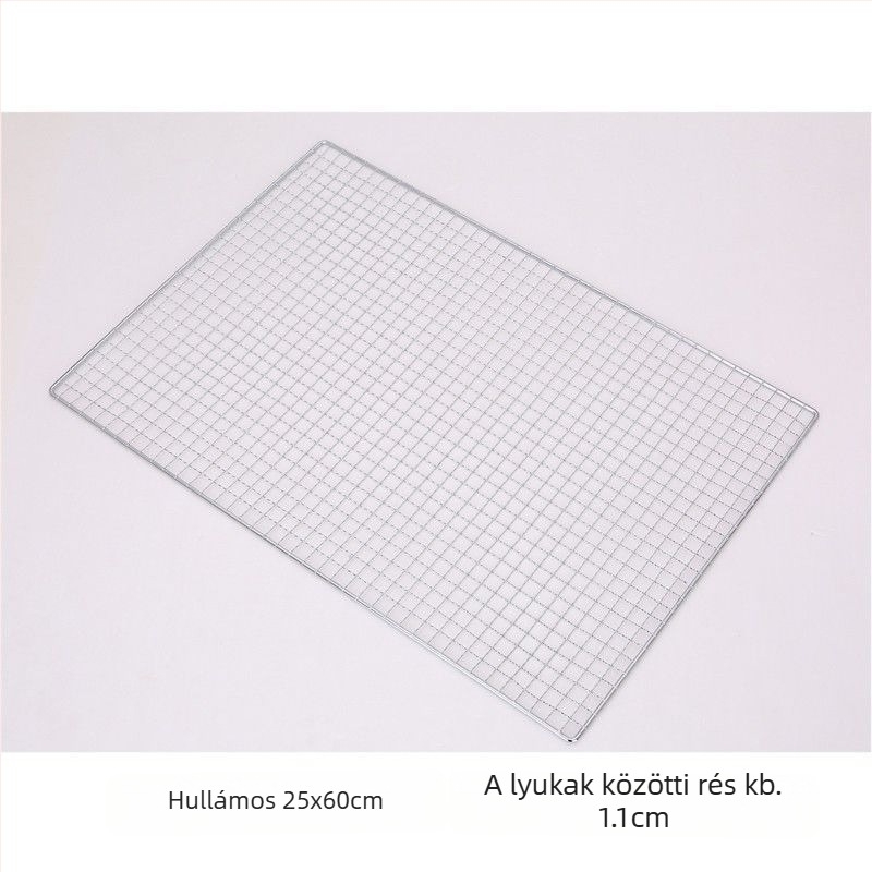 Grillháló rozsdamentes acélból, félkör alakú, négyzetes huzalháló, tapadásmentes bevonat