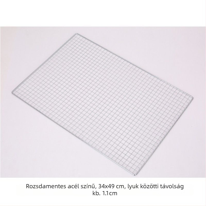 Grillháló rozsdamentes acélból, félkör alakú, négyzetes huzalháló, tapadásmentes bevonat