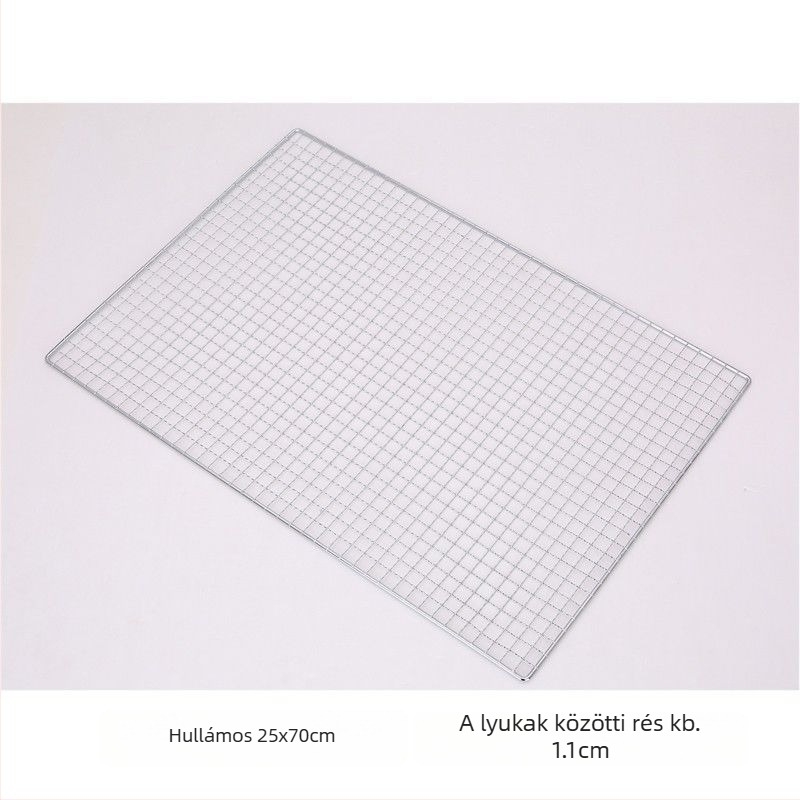 Grillháló rozsdamentes acélból, félkör alakú, négyzetes huzalháló, tapadásmentes bevonat