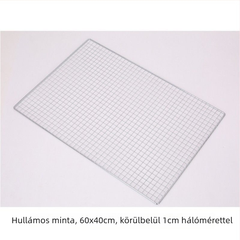 Grillháló rozsdamentes acélból, félkör alakú, négyzetes huzalháló, tapadásmentes bevonat