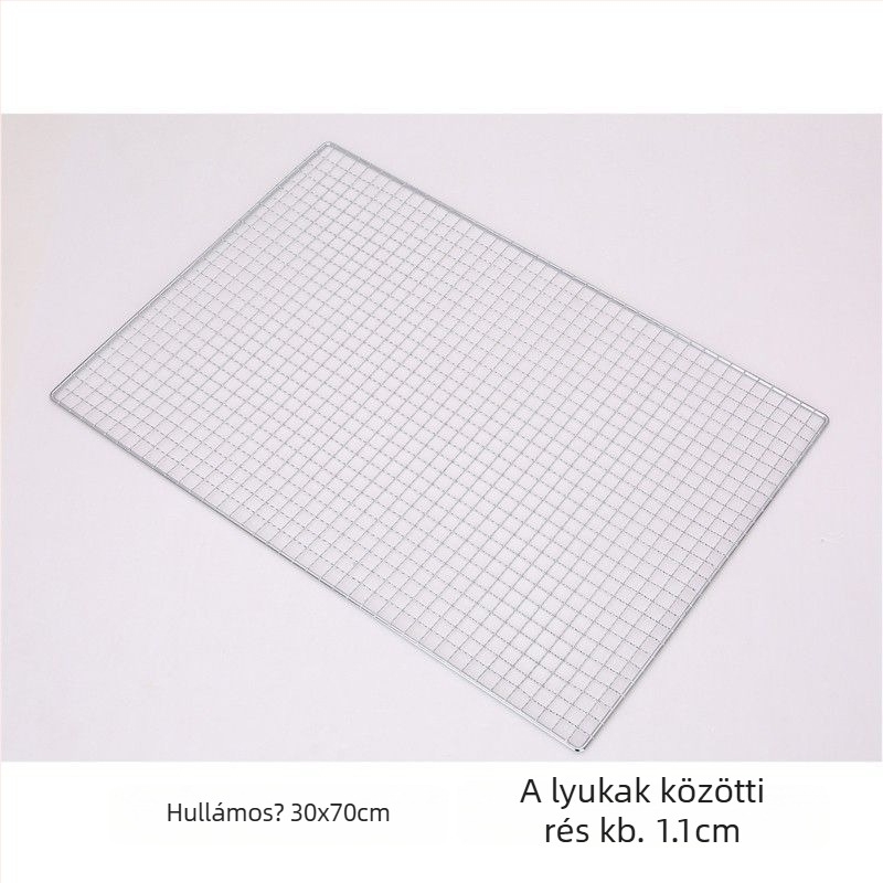 Grillháló rozsdamentes acélból, félkör alakú, négyzetes huzalháló, tapadásmentes bevonat