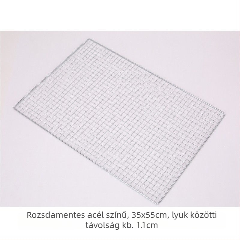 Grillháló rozsdamentes acélból, félkör alakú, négyzetes huzalháló, tapadásmentes bevonat