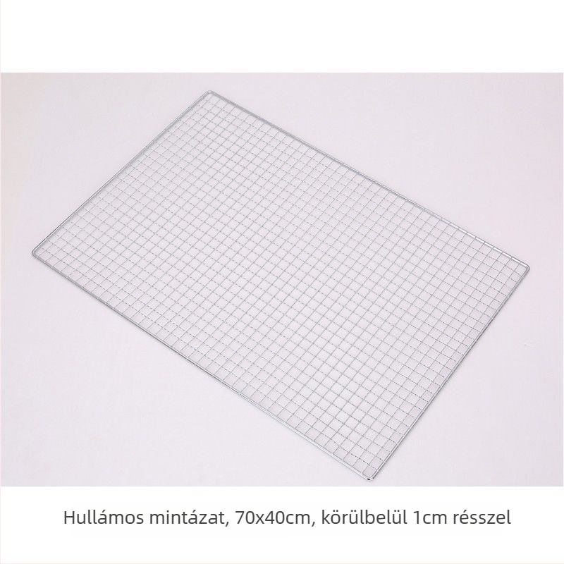 Grillháló rozsdamentes acélból, félkör alakú, négyzetes huzalháló, tapadásmentes bevonat