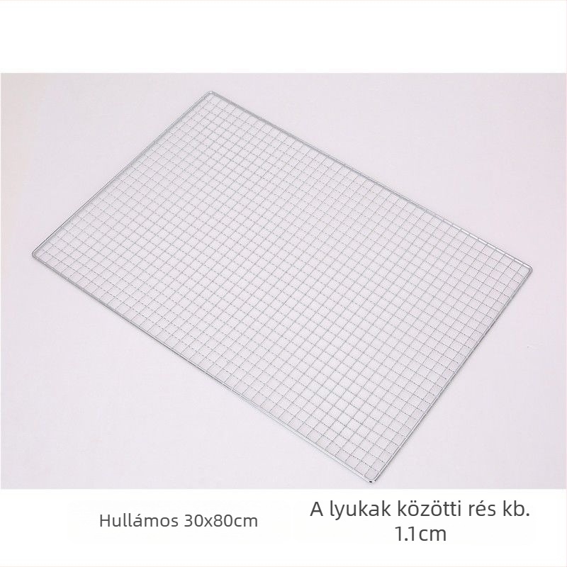 Grillháló rozsdamentes acélból, félkör alakú, négyzetes huzalháló, tapadásmentes bevonat