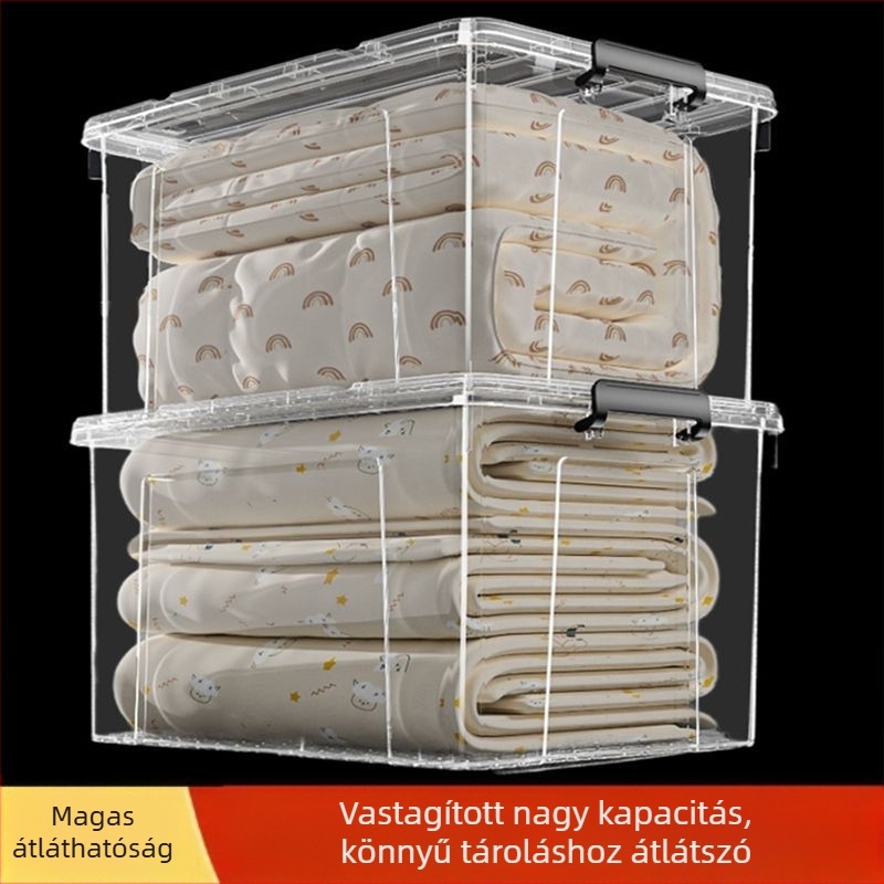 Átlátszó polipropilén tároló doboz ruháknak, fedél nélküli, átlátszó és vízálló, 0–5 L kapacitás