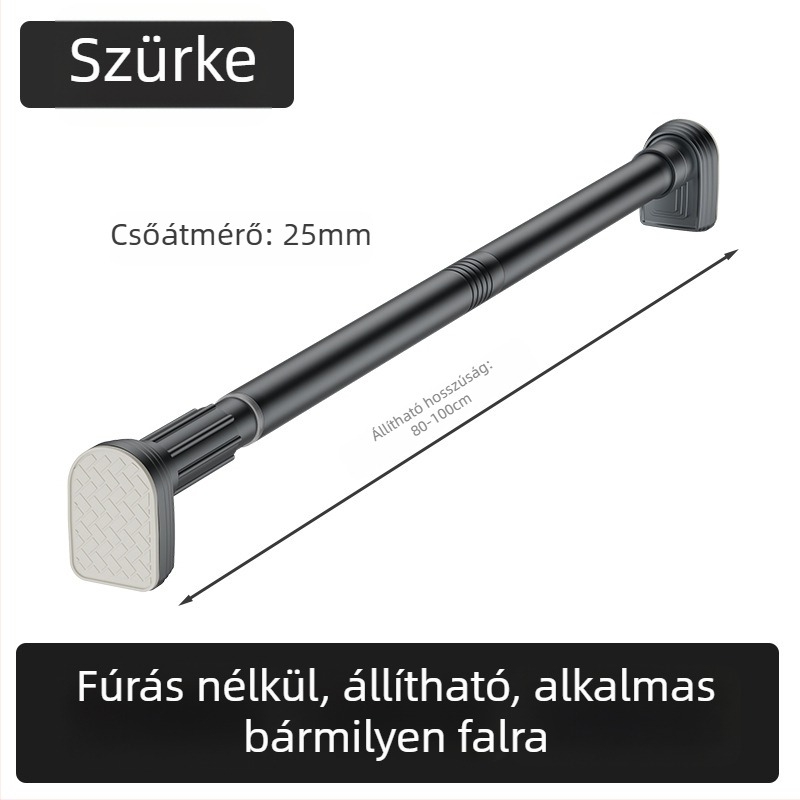 Kingsborough teleszkópos zuhanyfüggönyrúd ruhaszárításhoz — rozsdamentes acél + ABS, testreszabható, leválasztható, könnyű luxus stílus