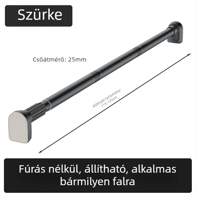 Kingsborough teleszkópos zuhanyfüggönyrúd ruhaszárításhoz — rozsdamentes acél + ABS, testreszabható, leválasztható, könnyű luxus stílus
