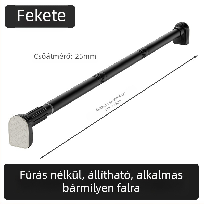 Kingsborough teleszkópos zuhanyfüggönyrúd ruhaszárításhoz — rozsdamentes acél + ABS, testreszabható, leválasztható, könnyű luxus stílus