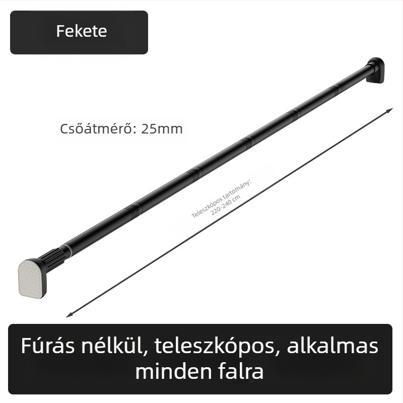 Kingsborough teleszkópos zuhanyfüggönyrúd ruhaszárításhoz — rozsdamentes acél + ABS, testreszabható, leválasztható, könnyű luxus stílus