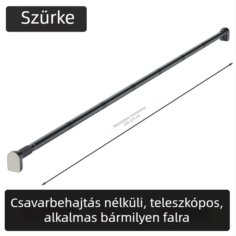 Kingsborough teleszkópos zuhanyfüggönyrúd ruhaszárításhoz — rozsdamentes acél + ABS, testreszabható, leválasztható, könnyű luxus stílus