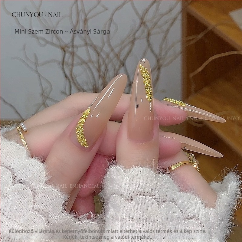 Cirkónos körömdíszítés: Marquise vágás, vízcsepp mintázat, mini színes cirkón kristályok