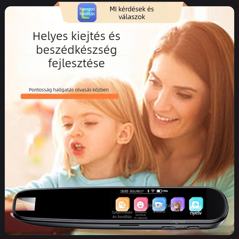 Offline szkennelő– és fordító toll – olvasó készülék, ABS ház, modell 002, újratölthető Li-ion akkumulátor, hangszóró teljesítmény 5